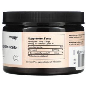 Thành phần vi chất của Wholesome Story Myo & D-Chiro Inositol Powder 6.5 oz (185 g) 860003257876