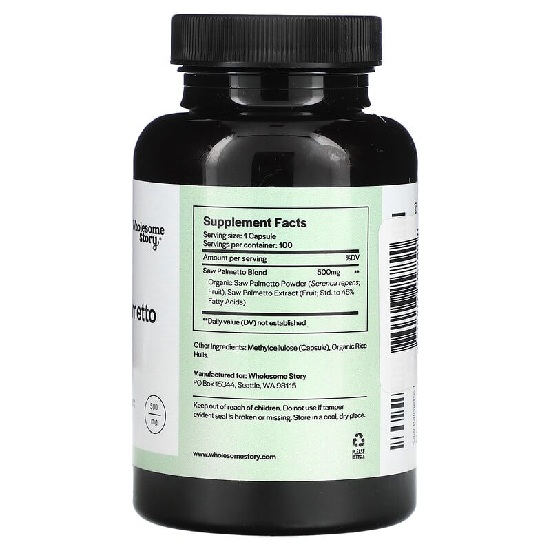 Wholesome Story Saw Palmetto 500 mg 100 Vegetarian Capsules 2 Thành phần vi chất của Wholesome Story Saw Palmetto 500 mg 100 Vegetarian Capsules 860003257890
