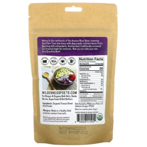 Thành phần vi chất của Wilderness Poets LLC Organic Freeze Dried Acai Powder 3.5 oz (99 g) 850028415054