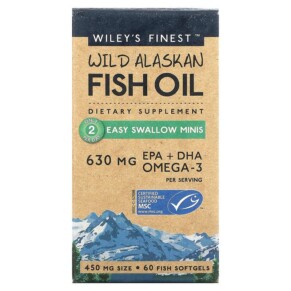 Thực phẩm chức năng Wiley's Finest Wild Alaskan Fish Oil Easy Swallow Minis 450 mg 60 Fish Softgels 793573167972
