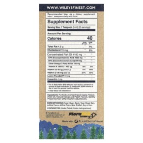 Thành phần vi chất của Wiley's Finest Wild Alaskan Fish Oil For Kids Elementary EPA Natural Mango Peach 1.500 mg 4.23 fl oz (125 ml) 857188004289