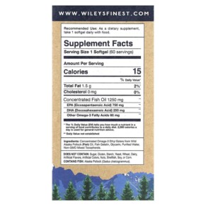 Wiley's Finest Wild Alaskan Fish Oil Peak EPA 1.000 mg 60 Fish Softgels 3 Thành phần vi chất của Wiley's Finest Wild Alaskan Fish Oil Peak EPA 1.000 mg 60 Fish Softgels 857188004074