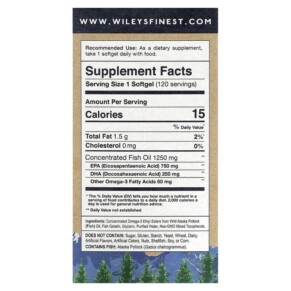 Wiley's Finest Wild Alaskan Fish Oil Peak EPA 1.250 mg 120 Fish Softgels 3 Thành phần vi chất của Wiley's Finest Wild Alaskan Fish Oil Peak EPA 1.250 mg 120 Fish Softgels 857188004203