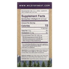 Thành phần vi chất của Wiley's Finest Wild Alaskan Fish Oil Prenatal DHA 600 mg 180 Fish Softgels 857188004029