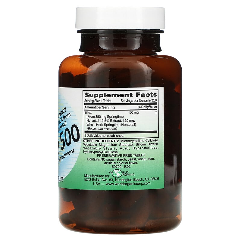 World Organic Silica 500 200 Tablets 2 Thành phần vi chất của World Organic Silica 500 200 Tablets 726899597994