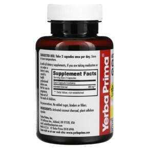 Thành phần vi chất của Yerba Prima Activated Coconut Charcoal 60 Vegetarian Capsules 046352006949