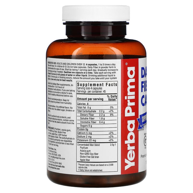 Yerba Prima Daily Fiber Caps 180 Capsules 2 Thành phần vi chất của Yerba Prima Daily Fiber Caps 180 Capsules 046352001999