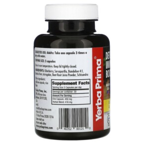 Thành phần vi chất của Yerba Prima Detox & Immunity Booster 90 Capsules 046352001210