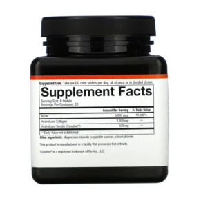 Thành phần vi chất của Youtheory Hair Collagen + Keratin 120 Mini Tablets 850502007843