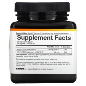 Thành phần vi chất của Youtheory K2D3 Essential Daily Vitamins 60 Vegetarian Capsules 850021920357