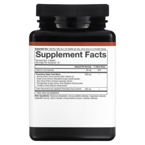 Thành phần vi chất của Youtheory Resveratrol 290 Tablets 853244003166