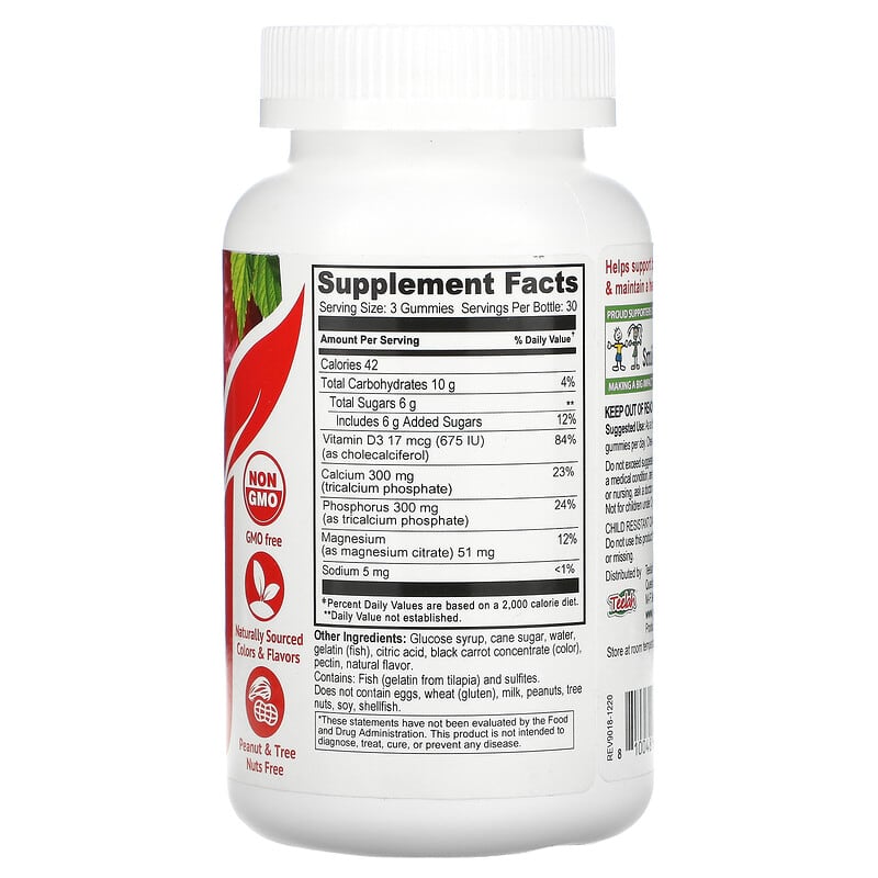 Yum-Vs Calcium Magnesium & Vitamin D Raspberry 90 Gummies 2 Thành phần vi chất của Yum-Vs Calcium Magnesium & Vitamin D Raspberry 90 Gummies 810048610082