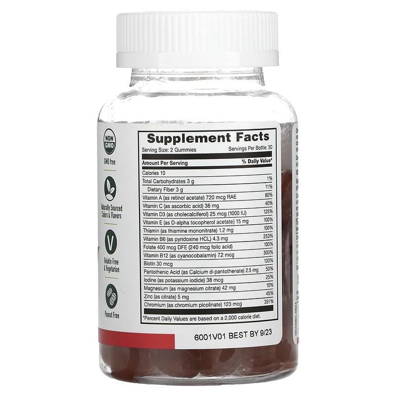 Yum-Vs Diabetic Multivitamin Sugar Free Raspberry 60 Gummies 2 Thành phần vi chất của Yum-Vs Diabetic Multivitamin Sugar Free Raspberry 60 Gummies 810048611171