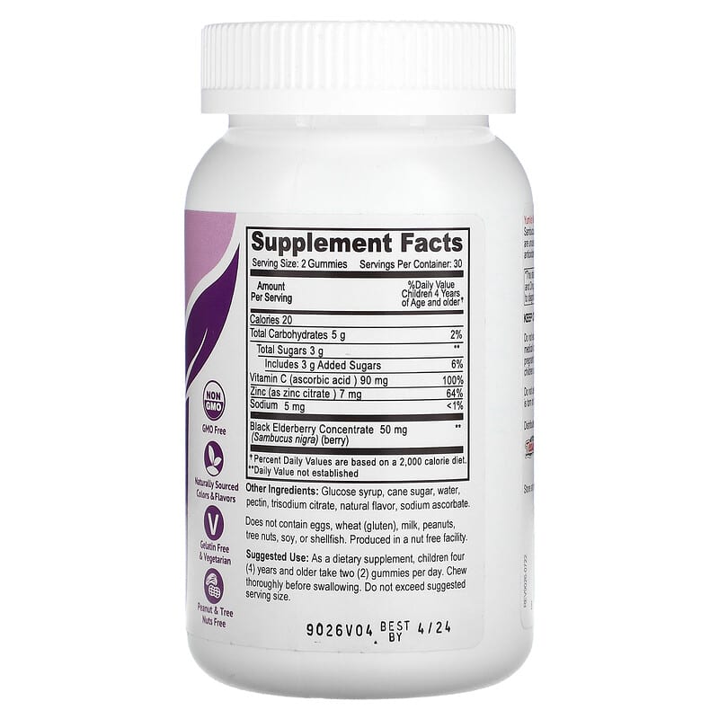 Yum-Vs Immune Shield with Sambucus Berry 60 Gummies 2 Thành phần vi chất của Yum-Vs Immune Shield with Sambucus Berry 60 Gummies 899105001230