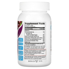 Thành phần vi chất của Yum-Vs Iron with Vitamin C Grape 60 Jellies 899105001711