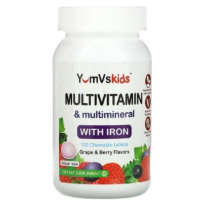 Thực phẩm chức năng Yum-Vs Multivitamin & Multimineral With Iron Grape & Berry 120 Chewable Tablets 810048610594
