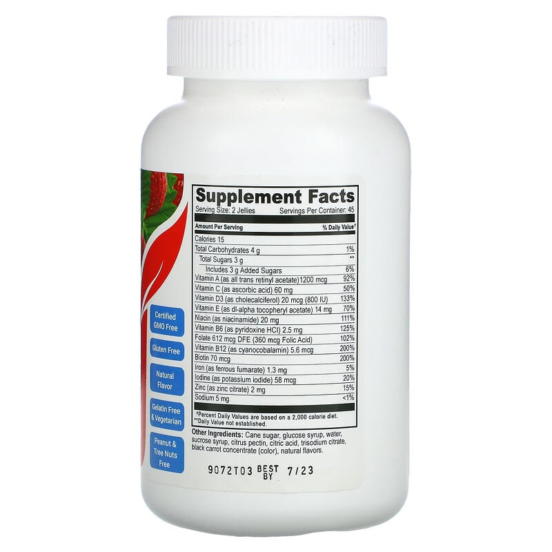 Yum-Vs PreNatal Multivitamin with Folic Acid Berry 90 Pectin Jellies 2 Thành phần vi chất của Yum-Vs PreNatal Multivitamin with Folic Acid Berry 90 Pectin Jellies 899105001414