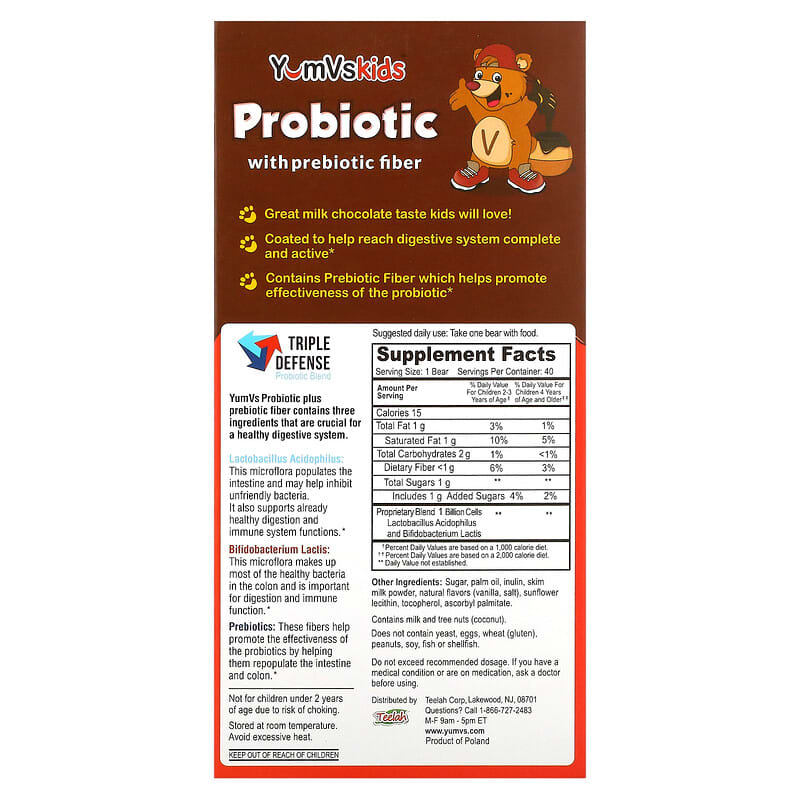 Yum-Vs Probiotic with Prebiotic Fiber Milk Chocolate 40 Bears 2 Thành phần vi chất của Yum-Vs Probiotic with Prebiotic Fiber Milk Chocolate 40 Bears 899105001643