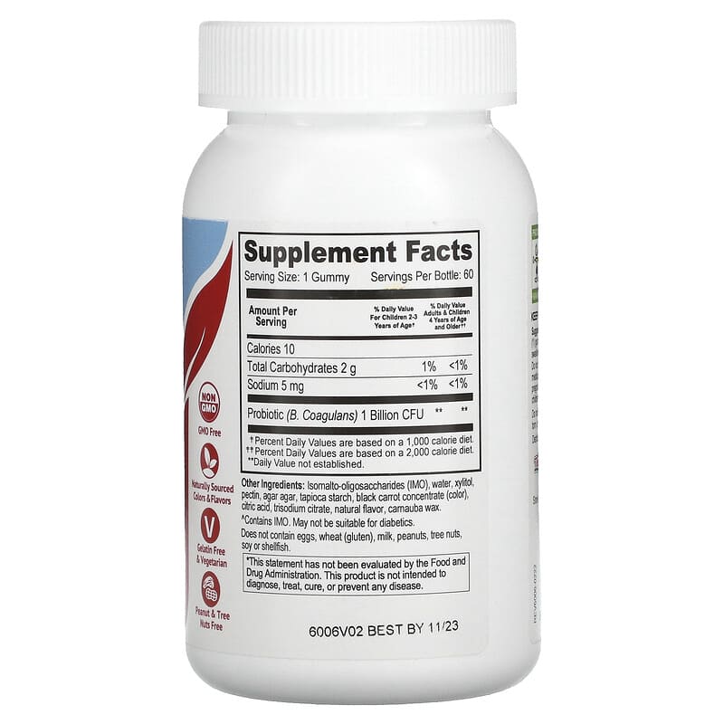 Yum-Vs Probiotic Zero Raspberry 60 Gummies 2 Thành phần vi chất của Yum-Vs Probiotic Zero Raspberry 60 Gummies 810048610273