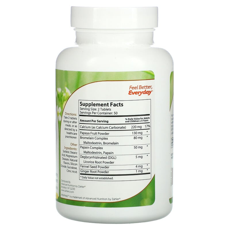 Zahler AfterMeals Fruit-Based Enzymes 100 Chewable Tablets 2 Thành phần vi chất của Zahler AfterMeals Fruit-Based Enzymes 100 Chewable Tablets 848998080532