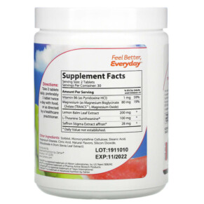 Thành phần vi chất của Zahler ChildCalm Children's Relaxation Support Formula Fruit Punch 60 Chewable Tablets 848998082086