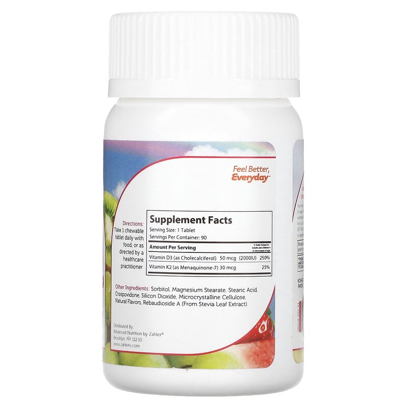 Zahler Junior D3 & K2 Peach Apricot 90 Chewable Tablets 2 Thành phần vi chất của Zahler Junior D3 & K2 Peach Apricot 90 Chewable Tablets 848998082284