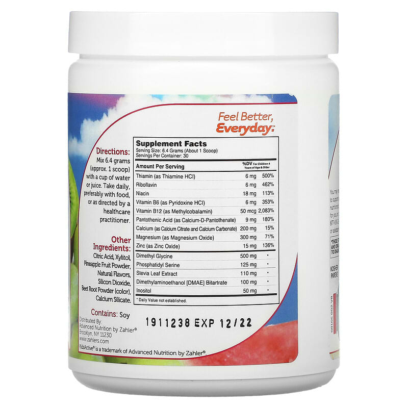 Zahler KidsActive Advanced Formula for the Healthy Active Child Fruit Punch 6.7 oz (192 g) 2 Thành phần vi chất của Zahler KidsActive Advanced Formula for the Healthy Active Child Fruit Punch 6.7 oz (192 g) 848998081669