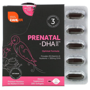 Thực phẩm chức năng Zahler Prenatal + DHA 300 Optimal Formula 180 Softgels 848998081836