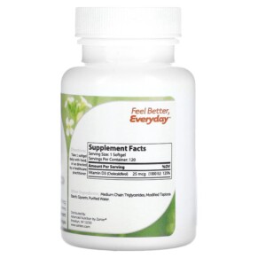 Thành phần vi chất của Zahler Vitamin D3 Advanced D3 Formula 25 mcg (1.000 IU) 120 Softgels 848998080549