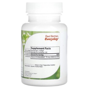 Thành phần vi chất của Zahler Vitamin D3 Advanced D3 Formula 75 mcg (3.000 IU) 120 Softgels 848998000387