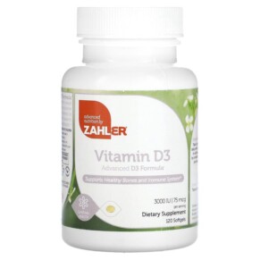 Thực phẩm chức năng Zahler Vitamin D3 Advanced D3 Formula 75 mcg (3.000 IU) 120 Softgels 848998000387