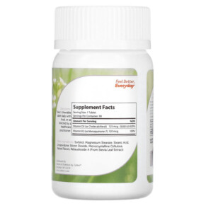 Thành phần vi chất của Zahler Vitamin D3 & K2 Peach Apricot 90 Chewable Tablets 848998082291