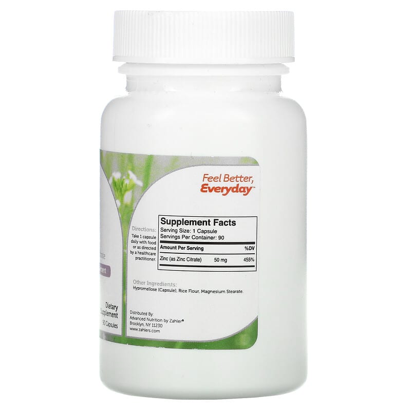Zahler Zinc Bioactive Zinc Citrate 90 Capsules 2 Thành phần vi chất của Zahler Zinc Bioactive Zinc Citrate 90 Capsules 848998082208