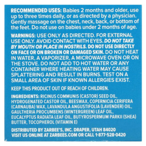 Thành phần vi chất của Zarbee's Baby Soothing Chest Rub with Eucalyptus Lavender & Beeswax 1.5 oz (42 g) 858438005414