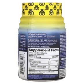 Thành phần vi chất của Zarbee's Sleep with Melatonin Natural Mixed Fruit 60 Gummies 857647007158