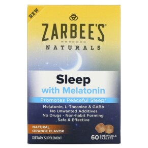 Thực phẩm chức năng Zarbee's Sleep with Melatonin Natural Orange 60 Chewable Tablets 857647007325