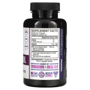 Thành phần vi chất của Zhou Nutrition Black Seed Oil 60 Veggie Capsules 859805006010