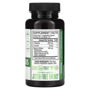 Thành phần vi chất của Zhou Nutrition Energy + Focus 60 Veggie Capsules 859805006102