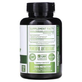 Thành phần vi chất của Zhou Nutrition Green Tea Extract 120 Veggie Capsules 859805006133