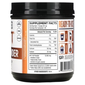 Thành phần vi chất của Zhou Nutrition MCT Powder 14.5 oz (411 g) 859805006232