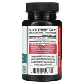 Thành phần vi chất của Zhou Nutrition Methyl B-12 Natural Cherry 60 Micro Lozenges 859805006782
