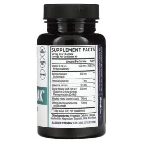 Thành phần vi chất của Zhou Nutrition Neuro-Peak 30 Veggie Capsules 859805006263