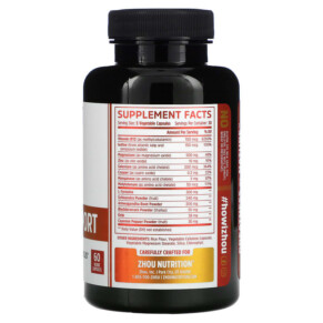 Thành phần vi chất của Zhou Nutrition Thyroid Support with Iodine 60 Veggie Capsules 859805006355