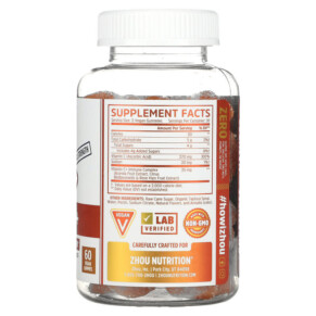 Zhou Nutrition Vitamin C+ Orange Blast 60 Vegan Gummies 3 Thành phần vi chất của Zhou Nutrition Vitamin C+ Orange Blast 60 Vegan Gummies 669191967396