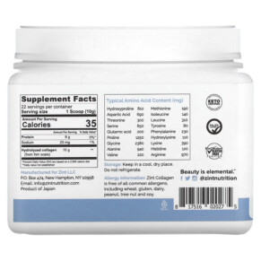 Thành phần vi chất của Zint Marine Collagen Powder 8 oz (226 g) 817516020275