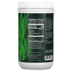 Thành phần vi chất của Zint Organic Spirulina Powder 12 oz (340 g) 817516020572