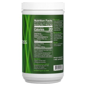 Thành phần vi chất của Zint Organic Whole-Leaf Wheatgrass Powder 8 oz (226 g) 817516020589