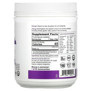 Thành phần vi chất của Zint Premium Beef Gelatin Thickening Protein Powder 32 oz (907 g) 817516022118