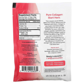 Thành phần vi chất của Zint Pure Grass-Fed Collagen Peptides Unflavored 2 oz (56.6 g) 817516026031