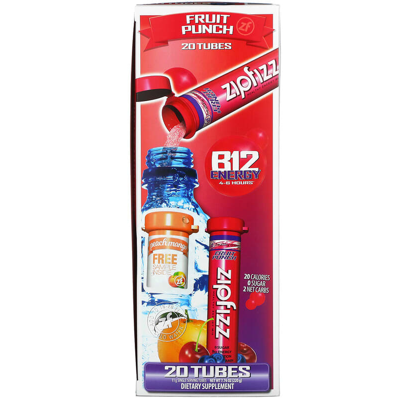 Zipfizz Healthy Sports Energy Mix with Vitamin B12 Fruit Punch 20 Tubes 0.39 oz (11 g) Each 2 Thành phần vi chất của Zipfizz Healthy Sports Energy Mix with Vitamin B12 Fruit Punch 20 Tubes 0.39 oz (11 g) Each 893811000372